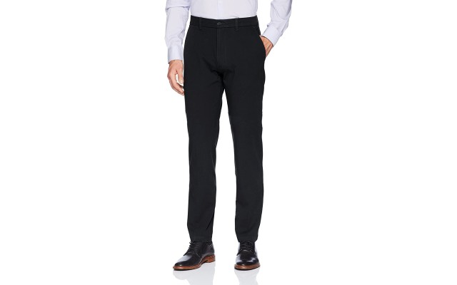  Men Luxury Comfort Slim Fit Stretch Chino Pants, Black, 36WX30L