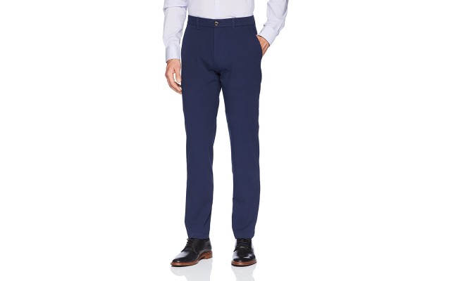  Men Luxury Comfort Slim Fit Stretch Chino Pants, Navy, 36WX30L