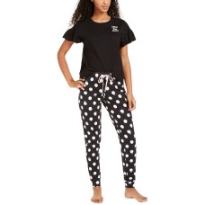 Jenni Printed Pajama Jogger Pants (Black, Small)