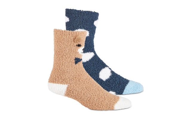  Women’s 2-Pk. Bear &amp; Dot Super Soft Cozy Fuzzy Socks (Brown, 9-11)