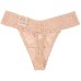  Women’s All Over Lace Thong Underwear (Beige, One Size)