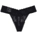  Women’s Plus One Size Lace Thong Underwear (Classic Black, 1X-3X)