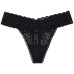  Women’s Plus One Size Lace Thong Underwear (Classic Black, 1X-3X)