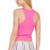  Women’s Ribbed Lace-Trim Tank Top (Pink, XX-Large)