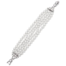 Jenny Packham Silver-Tone Imitation Pearl & Crystal Multi-Strand Bracelet