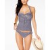  Twiggy Striped Underwire Halter Tankini Top (White, M)