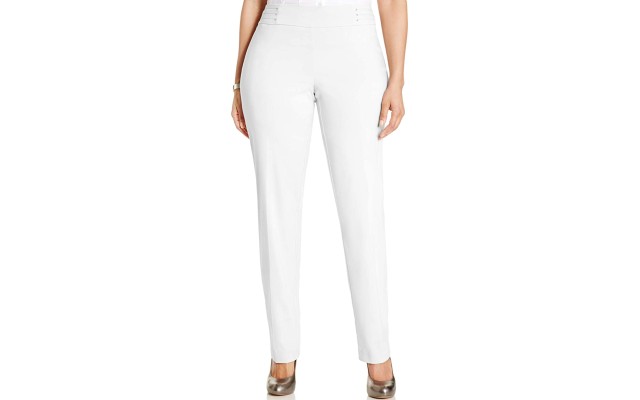  Plus & Petite Plus Size Tummy Control Slim-Leg Pants (Bright White, 24W)