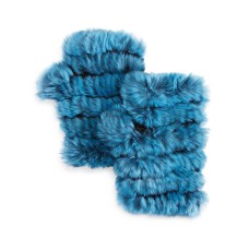 Jocelyn Plucked Rabbit Fur Fingerless Mittens (Pastel Blue)