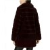  Stand-Collar Faux-Fur Coat, Dark Red, X-Large