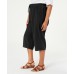  Comfort Waist Drawstring Pull On Capri Pants, Black, 0X