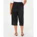  Comfort Waist Drawstring Pull On Capri Pants, Black, 0X