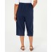  Comfort Waist Drawstring Pull On Capri Pants, Navy, 0X