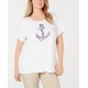  Plus Size Anchor T-Shirt – White
