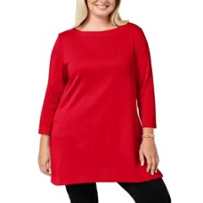 Karen Scott Plus Size Cotton Tunic Top 1X – Bright Red