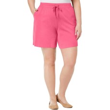 Karen Scott Plus Size Drawstring Shorts (Pink, 1X)