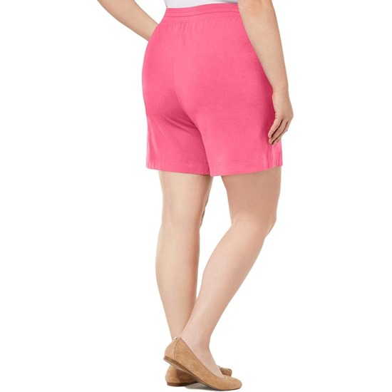  Plus Size Drawstring Shorts (Pink, 1X)