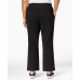  Plus Size Drawstring Waist Soft Pants (Black , Size 0X)