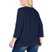  Plus Size Grommeted Top 3X – Navy