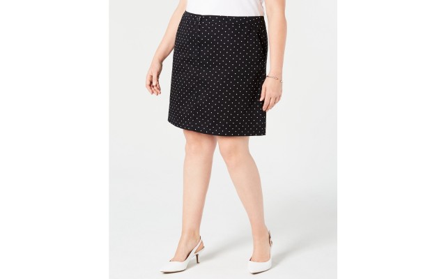  Plus Size Polka Dot Print Skort,- Black