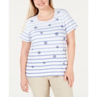 Karen Scott Plus Size Printed Scoop-Neck T-Shirt, White, 3X