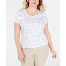 Karen Scott Plus Size Printed Scoop-Neck Top (Dragonfly, 3X)
