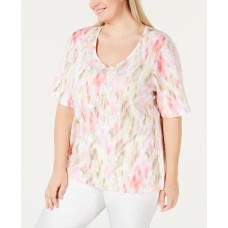 Karen Scott Plus-Size Printed V-Neck T-Shirt