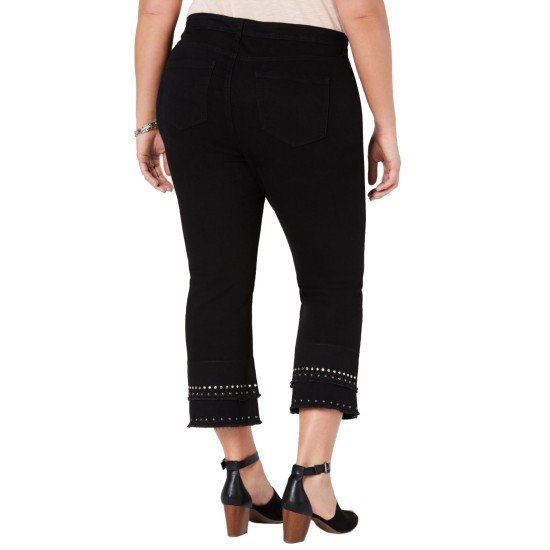 Karen Scott Plus Size Striped Graphic Tee Jean 14W – Black