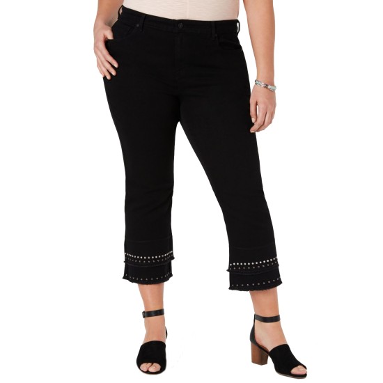 Karen Scott Plus Size Striped Graphic Tee Jean 14W – Black