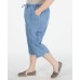  Woman Edna Capri Blue Denim High Rise Elastic Waistband Plus Size, Blue, 1X
