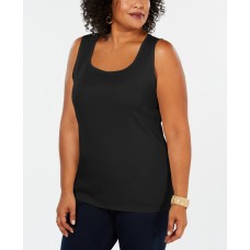 Karen Scott Womens Black Cotton Layering Tee Tank Top Shirt