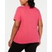  Womens Blue Cotton Scoop Neck Pullover Top Shirt, Medium Pink, 2X
