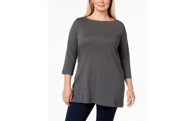  Womens Boatneck Tunic Blue Cotton Tunic Top Shirt