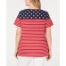  Womens Plus Americana Stars and Stripes Jeweled T-Shirt, Bright Red, 2X