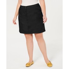 Karen Scott Womens Plus Cotton Blend Above Knee Skirt