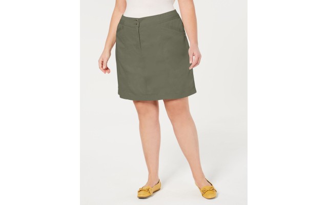 Womens Plus Cotton Blend Above Knee Skirt, Green, 18W