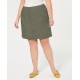  Womens Plus Cotton Blend Above Knee Skirt, Green, 22W