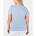  Womens Plus Cotton Embellished T-shirt	(Blue, 2X)