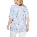 Womens Plus Dancing Butterflies Heathered Floral T-Shirt, Light Blue Heather, 1X