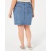  Womens Plus Denim Embroidered Skirt Navy, Navy, 16W