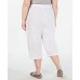  Women’s Plus EDNA Cotton Pull On Capri Pants, Natural, 2X