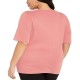  Womens Plus Elbow Sleeve V Neck T-Shirt, Orange, 2X