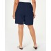  Womens Plus Lisa Comfort Waist Draw String High-Waist Shorts, Navy, 0X