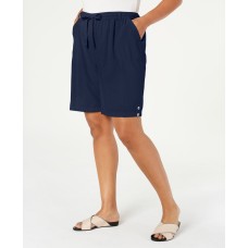 Karen Scott Womens Plus Lisa Comfort Waist Draw String High-Waist Shorts