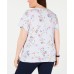 Womens Plus Lisbon Striped Floral-Print T-Shirt (Blue, 2X)