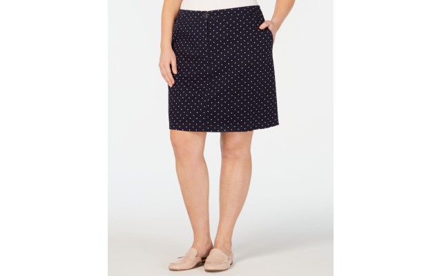  Womens Plus Polka Dot Above Knee Skort, Navy, 20W