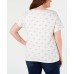  Womens Plus Printed Crewneck T-Shirt (White , Size:1X)