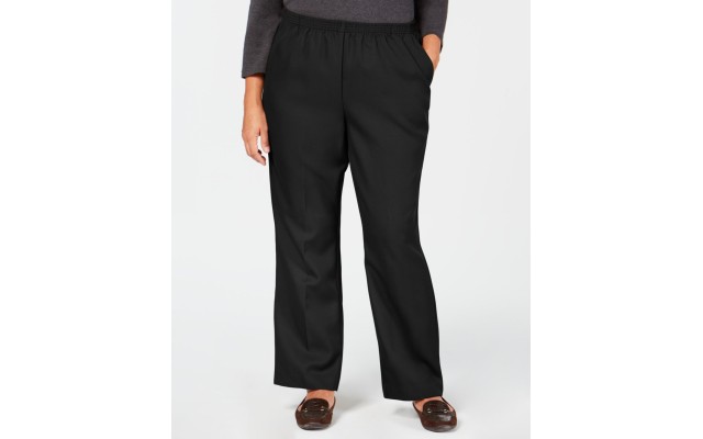  Womens Plus Pull On Mid-Rise Straight Leg Pants, Black, 2X