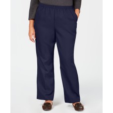 Karen Scott Womens Plus Pull On Mid-Rise Straight Leg Pants