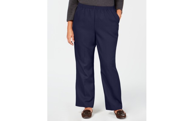  Womens Plus Pull On Mid-Rise Straight Leg Pants, Intrepid Blue, 1X