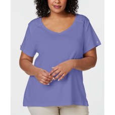 Karen Scott Women’s Plus Size Eyelet-Trim T-Shirt